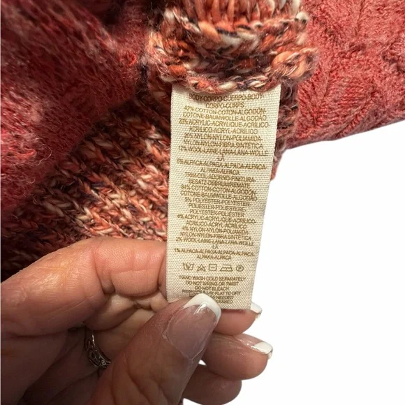 Free People Chunky Knit V Neck Button Front Dark Peach Cardigan Sz XS - Picture 10 of 10